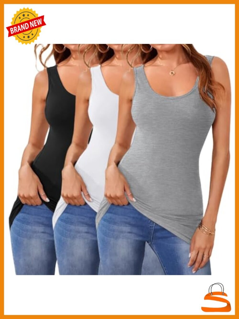 Extra Long Tank Tops for Women Stretchy Cotton Layering Camisole Undershirts